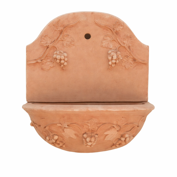 Reich verziertes Terracotta-Wandbecken aus Impruneta